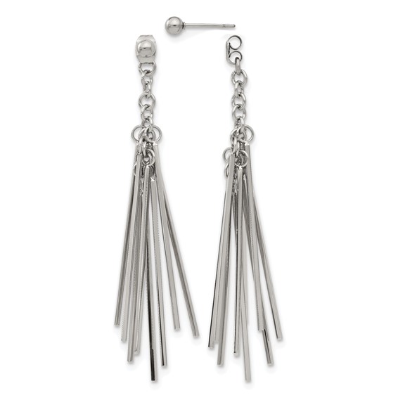Chisel Stainless Steel Polished Multi Bar Front and Back Post Dangle Earrings
