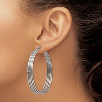 Chisel Stainless Steel Polished Wire Hoop Earrings view 3