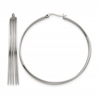 Chisel Stainless Steel Polished Wire Hoop Earrings view 1