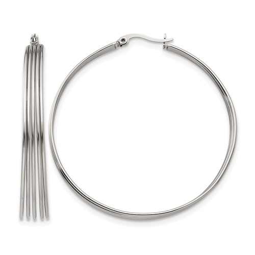 Chisel Stainless Steel Polished Wire Hoop Earrings