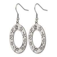 Stainless Steel Polished Flower Cut Out Shepherd Hook Earrings view 2