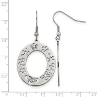 Stainless Steel Polished Flower Cut Out Shepherd Hook Earrings view 4