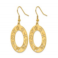 Stainless Steel Polished Yellow IP Flower Cutout Shepherd Hook Earrings view 2
