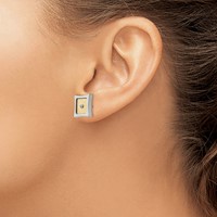 Chisel Stainless Steel Polished Earrings with 18K Gold Accent and.03 Carat Diamond Square Post view 3