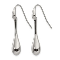 Stainless Steel Polished Dangle Shepherd Hook Earrings view 2
