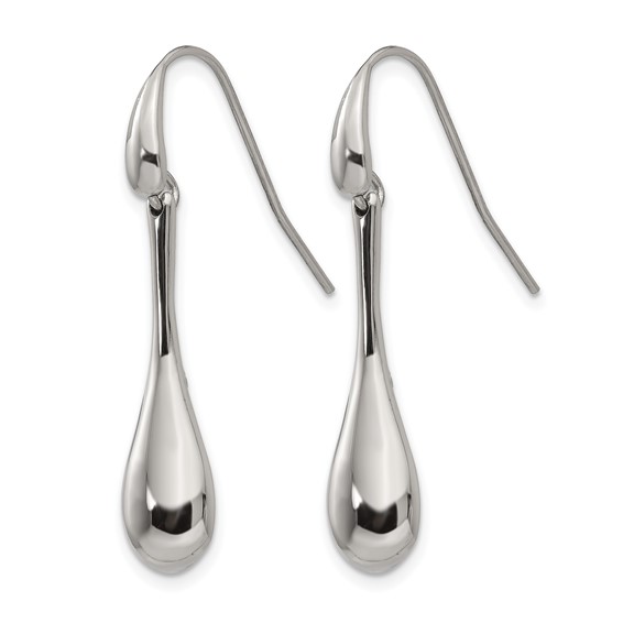 Stainless Steel Polished Dangle Shepherd Hook Earrings