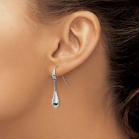 Stainless Steel Polished Dangle Shepherd Hook Earrings view 3