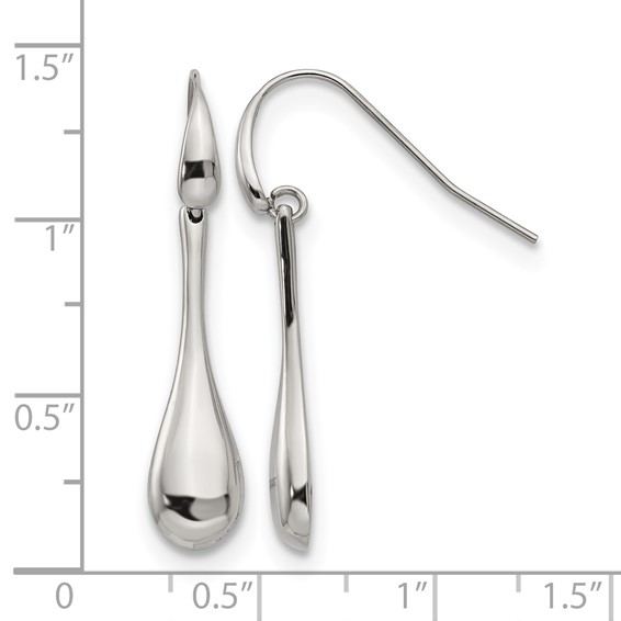 Stainless Steel Polished Dangle Shepherd Hook Earrings