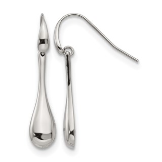 Stainless Steel Polished Dangle Shepherd Hook Earrings