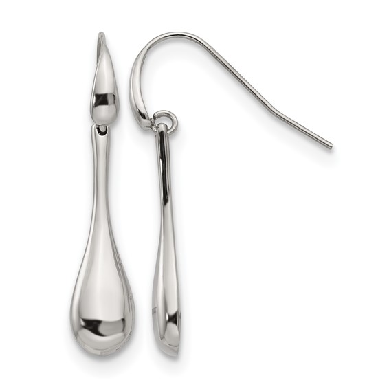 Stainless Steel Polished Dangle Shepherd Hook Earrings