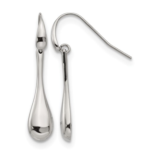 Stainless Steel Polished Dangle Shepherd Hook Earrings