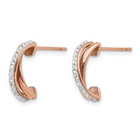 Chisel Stainless Steel Polished Rose IP-plated Earrings with Preciosa Crystal Post view 2
