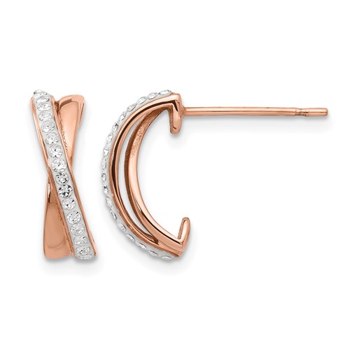 Chisel Stainless Steel Polished Rose IP-plated Earrings with Preciosa Crystal Post