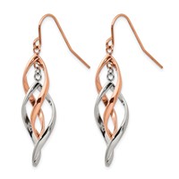 Chisel Stainless Steel Polished Rose IP-plated Dangle Shepherd Hook Earring view 2