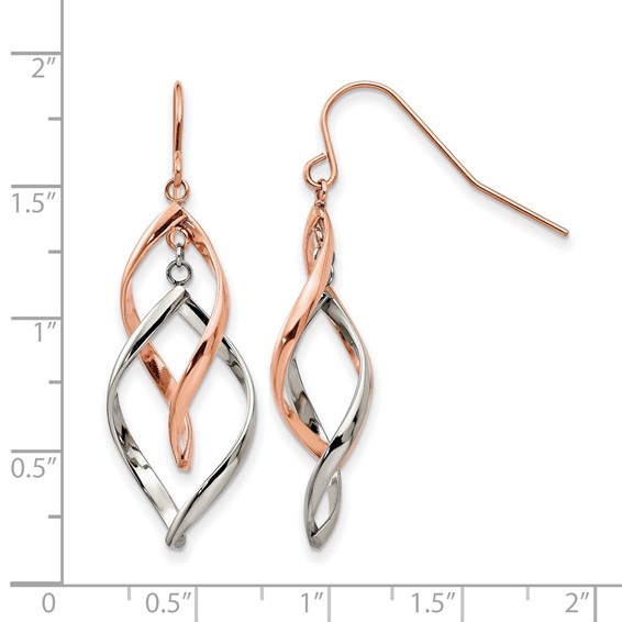 Chisel Stainless Steel Polished Rose IP-plated Dangle Shepherd Hook Earring