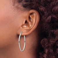 Chisel Stainless Steel Polished 25mm Diameter 2mm Oval Hoop Earrings view 4