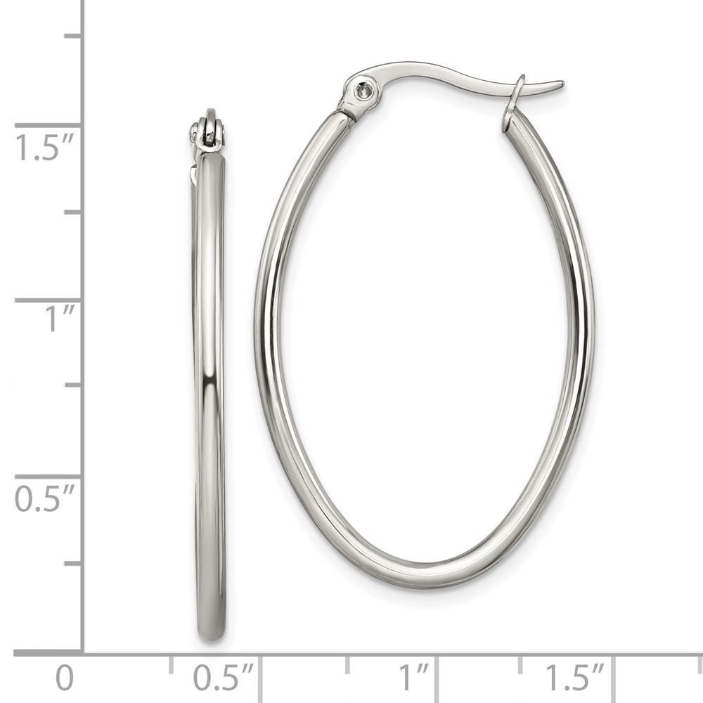 Stainless Steel 25mm Diameter Oval Hoop Earrings 883957718408 | eBay