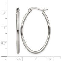 Chisel Stainless Steel Polished 25mm Diameter 2mm Oval Hoop Earrings view 5