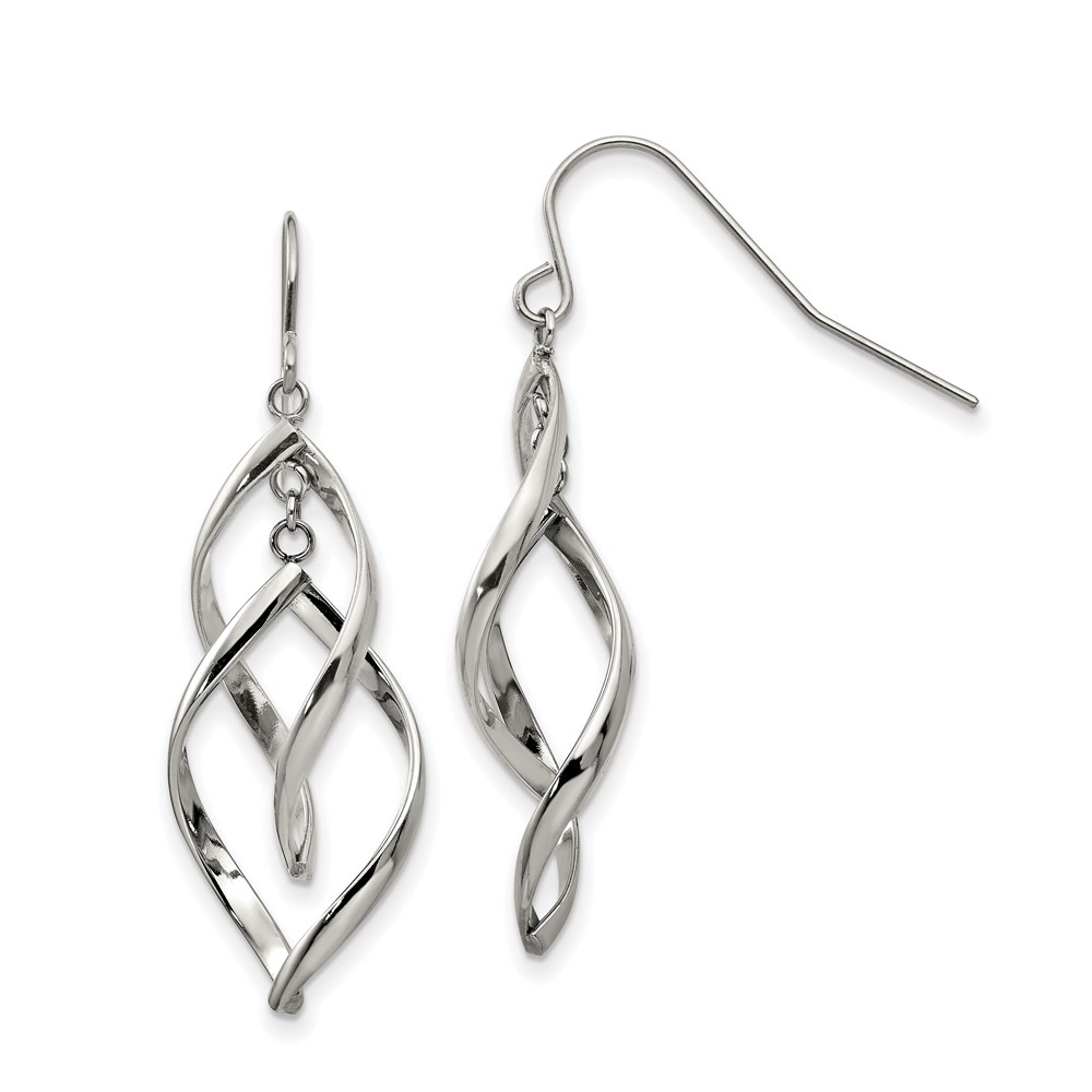 Stainless Steel Polished Twisted Shepherd Hook Earrings