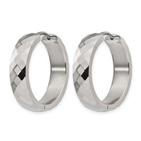 Chisel Stainless Steel Polished and Textured 6mm Hinged Hoop Earrings view 2