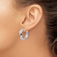 Chisel Stainless Steel Polished and Textured 6mm Hinged Hoop Earrings view 3