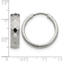Chisel Stainless Steel Polished and Textured 6mm Hinged Hoop Earrings view 4
