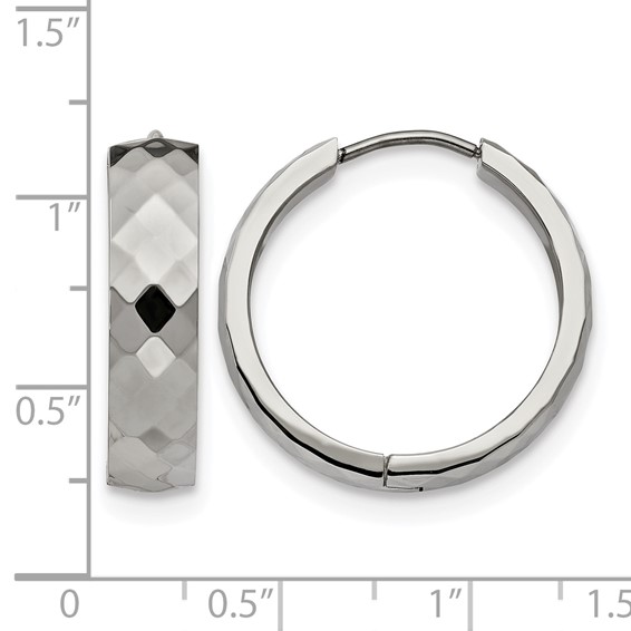Chisel Stainless Steel Polished and Textured 6mm Hinged Hoop Earrings