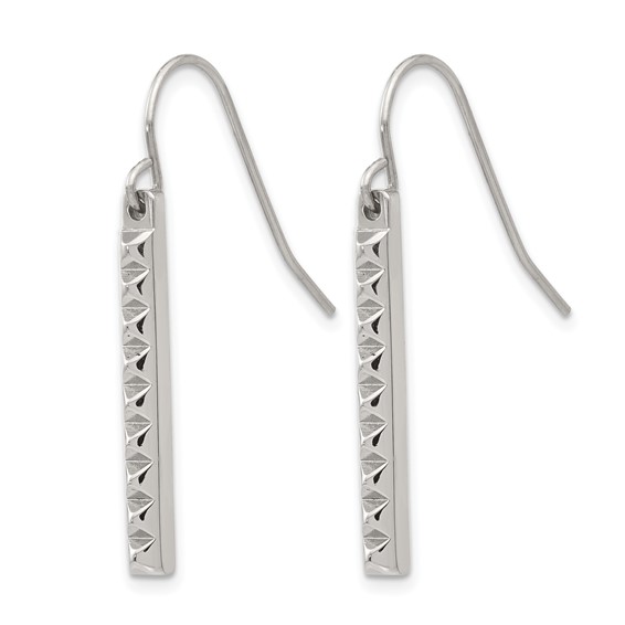 Stainless Steel Polished Studded Bar Shepherds Hook Earrings