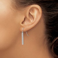 Stainless Steel Polished Studded Bar Shepherds Hook Earrings view 3