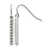 Stainless Steel Polished Studded Bar Shepherds Hook Earrings view 1