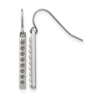 Stainless Steel Polished Studded Bar Shepherds Hook Earrings
