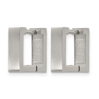 Chisel Stainless Steel Brushed Square Hoop Earrings view 2