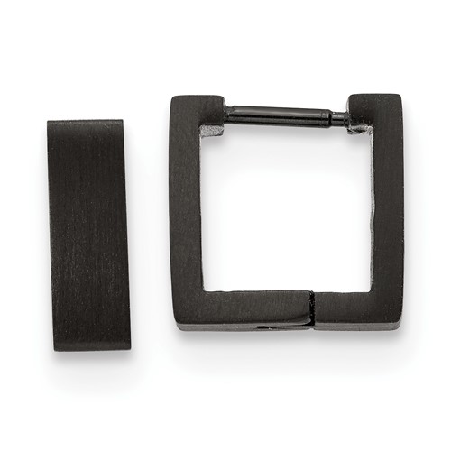 Chisel Stainless Steel Brushed Black IP-plated 4mm Square Hoop Earrings