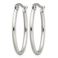 Chisel Stainless Steel Polished 18mm Diameter 2mm Oval Hoop Earrings view 3