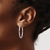Chisel Stainless Steel Polished 18mm Diameter 2mm Oval Hoop Earrings view 4