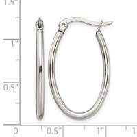 Chisel Stainless Steel Polished 18mm Diameter 2mm Oval Hoop Earrings view 5
