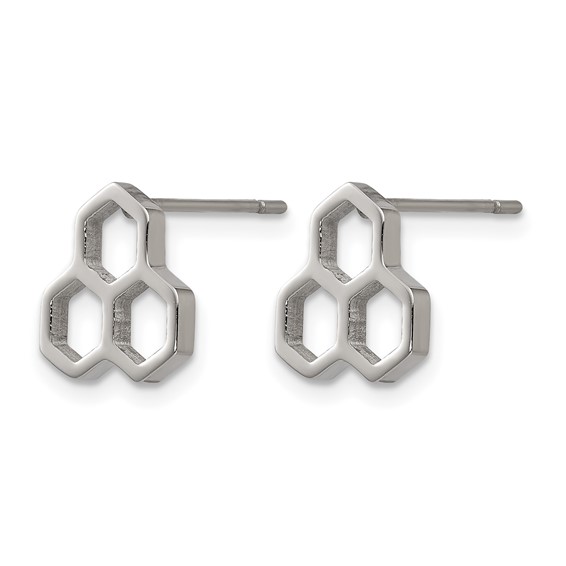 Chisel Stainless Steel Polished Honeycomb Post Earrings