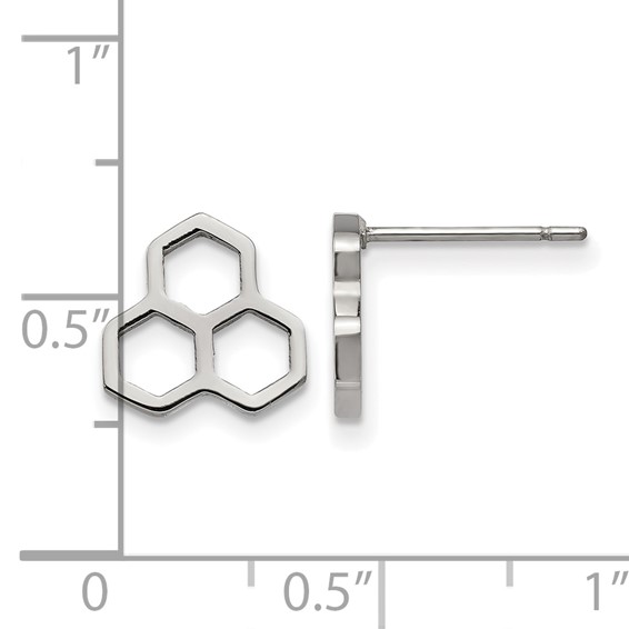 Chisel Stainless Steel Polished Honeycomb Post Earrings