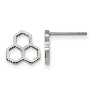 Chisel Stainless Steel Polished Honeycomb Post Earrings