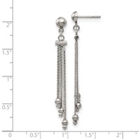 Stainless Stele Polished Beaded Chain Post Dangle Earrings view 4