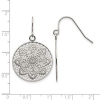 Chisel Stainless Steel Polished Cut-out Flower Dangle Shepherd Hook Earrings view 4