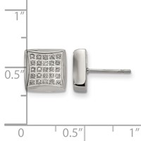 Chisel Stainless Steel Polished Earrings with 0.25 Carat Diamond Square Post view 4