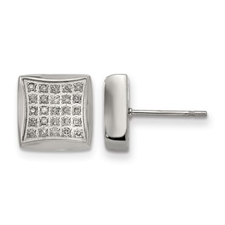Chisel Stainless Steel Polished with 1/4 Carat Diamond Square Post Earrings