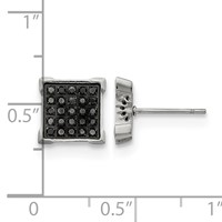 Chisel Stainless Steel Polished Earrings with 0.25 Carat Black Diamond Square Post view 4
