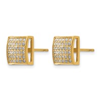 Chisel Stainless Steel Polished Yellow IP-plated Earrings with 0.38 Carat Diamond Square Post view 2