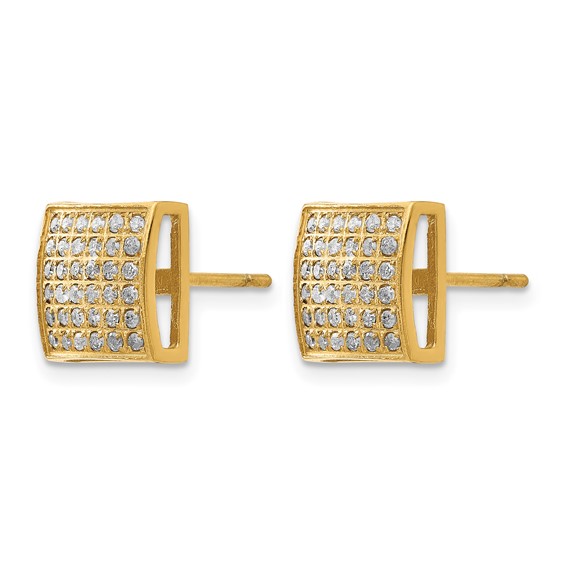 Chisel Stainless Steel Polished Yellow IP-plated with 3/8 Carat Diamond Square Post Earrings