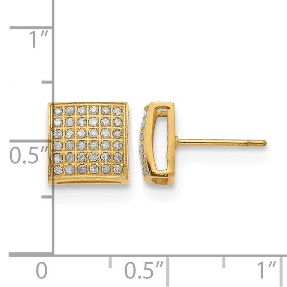 Chisel Stainless Steel Polished Yellow IP-plated with 3/8 Carat Diamond Square Post Earrings