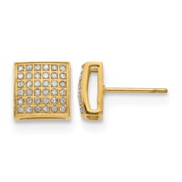 Chisel Stainless Steel Polished Yellow IP-plated Earrings with 0.38 Carat Diamond Square Post view 1