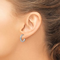 Chisel Stainless Steel Polished Earrings with CZ Post Hoop view 3