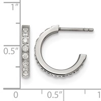 Chisel Stainless Steel Polished Earrings with CZ Post Hoop view 4